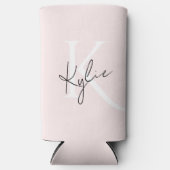Modern Blush Roos Gepersonaliseerde Monogram Naam  Seltzer Blikjeskoeler (Voorkant)