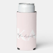 Modern Blush Roos Gepersonaliseerde Monogram Naam Seltzer Blikjeskoeler (Seltzer Voorkant)