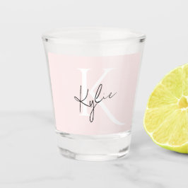 Modern Blush Roos Gepersonaliseerde Monogram Naam  Shot Glas
