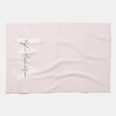 Modern Blush Roos Gepersonaliseerde Monogram Naam  Theedoek (Horizontaal)