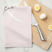 Modern Blush Roos Gepersonaliseerde Monogram Naam  Theedoek (Quarter Fold)