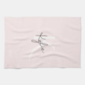 Modern Blush Roos Gepersonaliseerde Monogram Naam  Theedoek (Horizontaal)