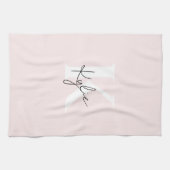 Modern Blush Roos Gepersonaliseerde Monogram Naam Theedoek (Horizontaal)