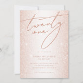 Modern Blush Roos Gold Elegant 21e Verjaardag Kaart (Voorkant)