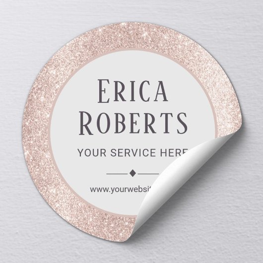 Modern Blush Roos Gold Glitter Beauty Salon Ronde Sticker