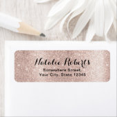 Modern Blush Roos Gold Glitter Elegant Adres Etiket (Insitu)