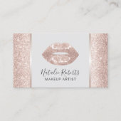 Modern Blush Roos Gold Glitter Lips Beauty Salon Visitekaartje (Voorkant)