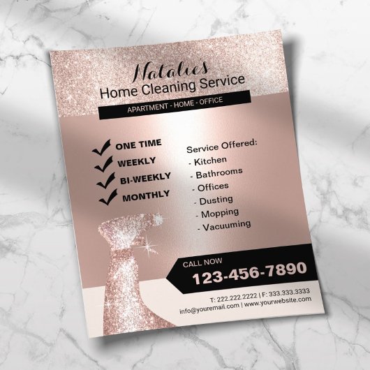 Modern Blush Roos Gold House Cleaning Housekeeping Flyer