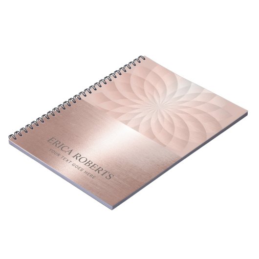 Modern Blush Roos Gold Spiral Lotus Floral Notitieboek (Linkerzijde)