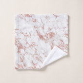 Modern Blush Roos Gouden Glitter Folie Wit Marmer Bad Handdoek (Wasdoekje)
