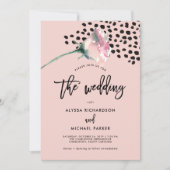 Modern Blush Roos met zwart | huwelijksuitnodiging Kaart (Voorkant)