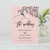 Modern Blush Roos met zwart | huwelijksuitnodiging Kaart (Staand voorkant)