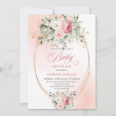 Modern Blush Rose Gold Girl Baby Shower Invitation Kaart (Voorkant)