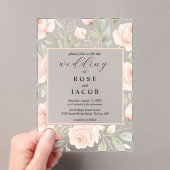 Modern Blush Roses Acrylic Wedding Invitation Acryl Uitnodigingen (Insitu (Draagbaar))