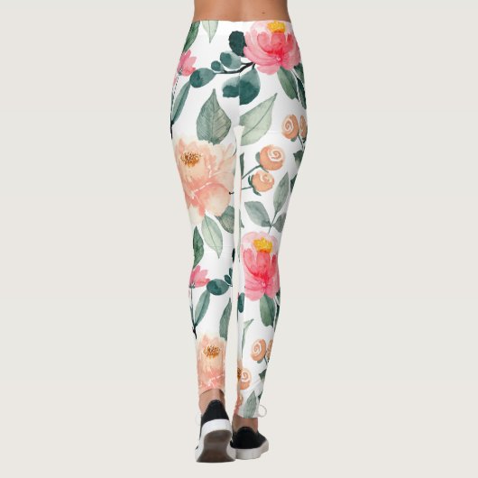 Modern Blush Roses Bloemen Leggings (Achterkant)