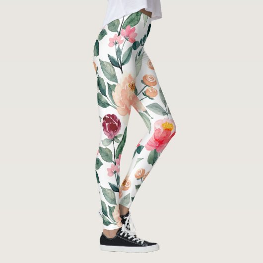 Modern Blush Roses Bloemen Leggings (Rechts)