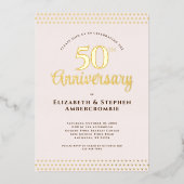 Modern Blush Roze 50ste bruiloft Jubileum Folie Uitnodiging (Voorkant)