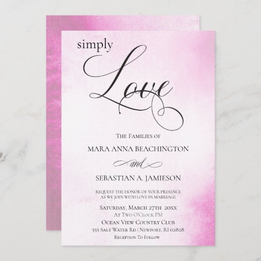 ** Modern Blush Roze Abstracte Waterverf bruiloft Kaart (Voorkant / Achterkant)