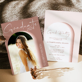 Modern Blush Roze Afstuderen Afstudeerfeest Kaart