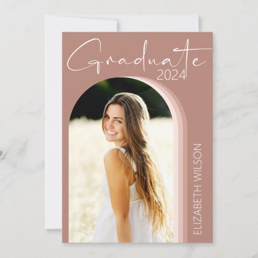 Modern Blush Roze Afstuderen Afstudeerfeest Kaart (Voorkant)