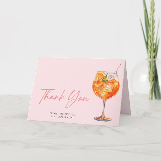 Modern Blush Roze Aperol Spritz Vrijgezellenfeest Bedankkaart (Voorkant)