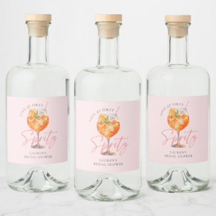 Modern Blush Roze Aperol Spritz Vrijgezellenfeest Likeurfles Etiket