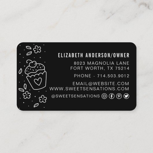 Modern Blush Roze bakkerij Catering Chef Visitekaartje (Achterkant)