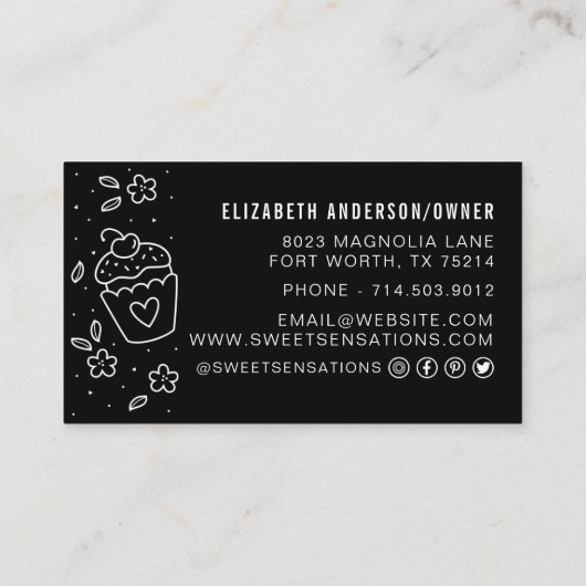 Modern Blush Roze bakkerij Catering Chef Visitekaartje (Achterkant)