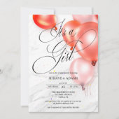 Modern Blush Roze Ballonnen Meisje Baby shower Kaart (Voorkant)