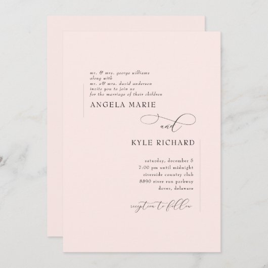 Modern Blush Roze beide ouders Weddenschap Kaart (Voorkant / Achterkant)