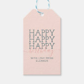 Modern blush roze blauwgroen Happy Birthday Gift L Cadeaulabel (Voorkant)