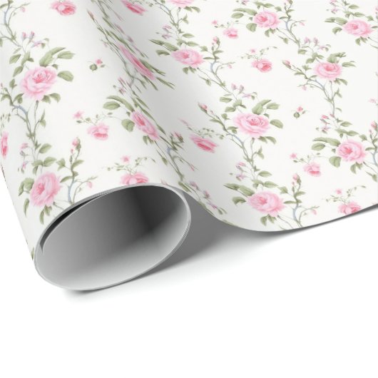  Modern Blush Roze Bloemen Baby shower Cadeaupapier (Rol Hoek)