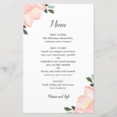 Modern Blush Roze Bloemen Elegant Trouwmenu (Voorkant)