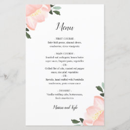 Modern Blush Roze Bloemen Elegant Trouwmenu