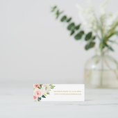 Modern Blush | Roze Bloemen Gouden Bruiloft Websit Mini Visitekaartje (Staand voorkant)