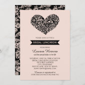 Modern Blush Roze Bloemen Hart Bruids Luncheon Kaart (Voorkant / Achterkant)