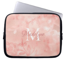 Modern Blush Roze Bloemen Kant Shimmer Monogram