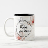 Modern Blush Roze Bloemen Mam U bent Moederdag Tweekleurige Koffiemok (Links)