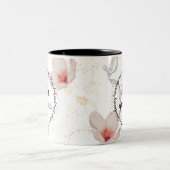 Modern Blush Roze Bloemen Mam U bent Moederdag Tweekleurige Koffiemok (Center)