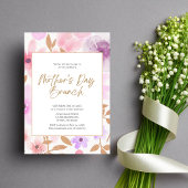 Modern Blush Roze Bloemen Moederdag brunch Kaart