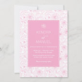 Modern Blush Roze Bloemen Toile Wedding Kaart (Voorkant)
