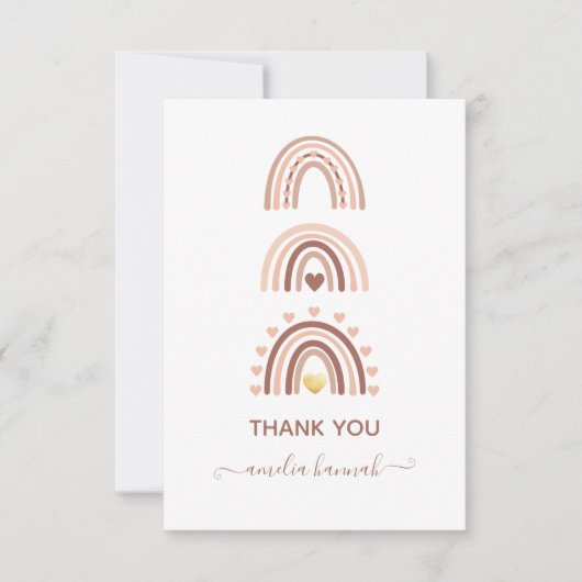 Modern Blush Roze Boho Rainbow Hartelijk dank Bedankkaart (Voorkant)