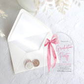 Modern Blush Roze Bow Graduation Party Arched Acryl Uitnodigingen