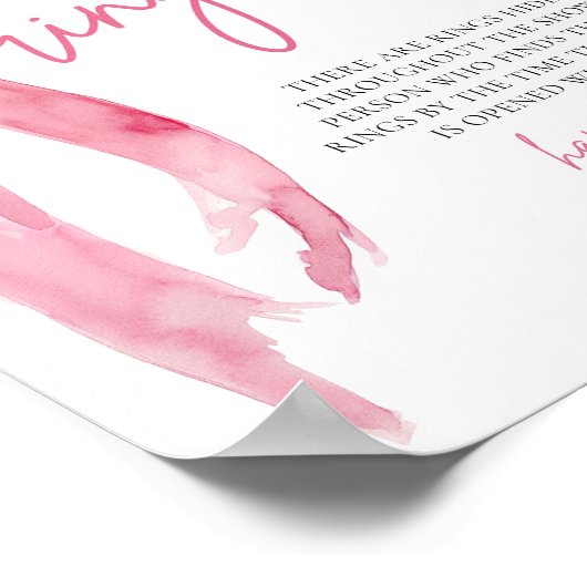 Modern Blush Roze Bow Ring Hunt Game Vrijgezellenf Poster (Hoek)