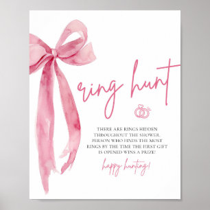 Modern Blush Roze Bow Ring Hunt Game Vrijgezellenf Poster