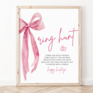 Modern Blush Roze Bow Ring Hunt Game Vrijgezellenf Poster