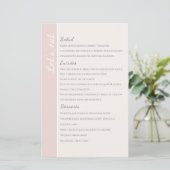 Modern Blush Roze Collectie Wedding Menu Card (Staand voorkant)