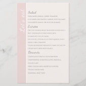 Modern Blush Roze Collectie Wedding Menu Card (Voorkant)