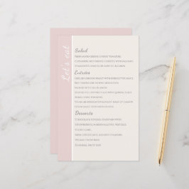 Modern Blush Roze Collectie Wedding Menu Card