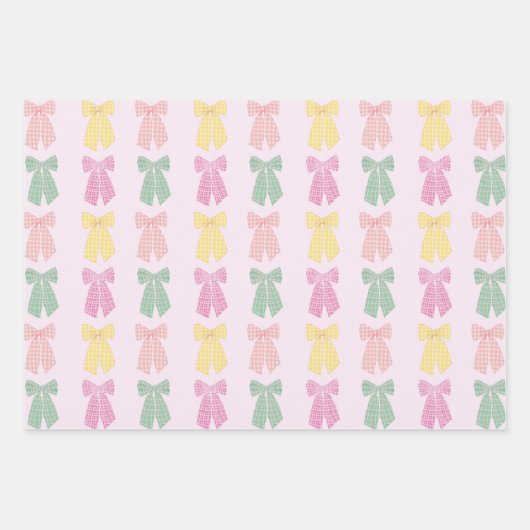 Modern Blush Roze Coquette Haar Boog Patroon Inpakpapier Vel (Voorkant 2)